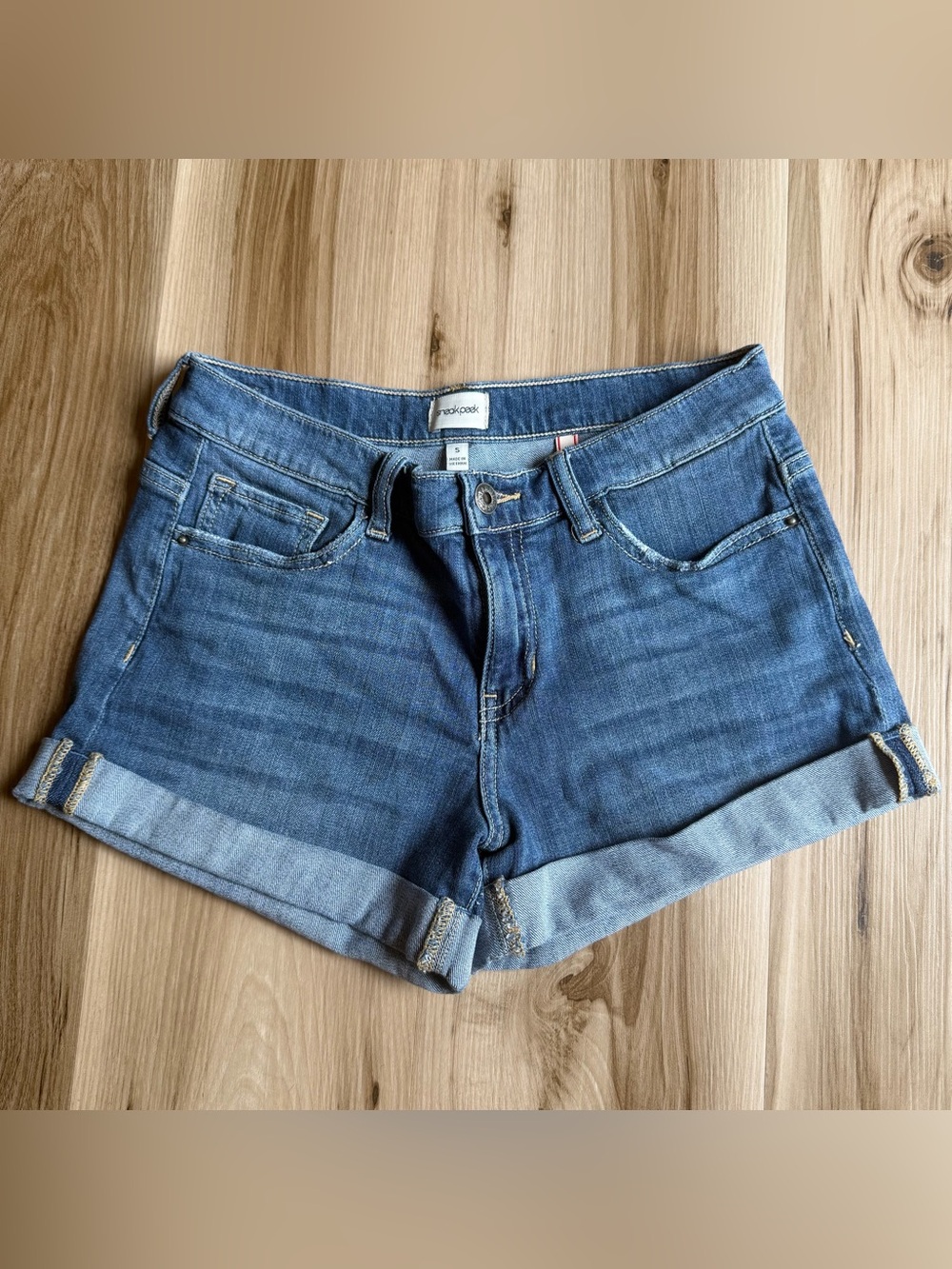 Sneak Peek Blue Rolled-Hem Denim Shorts